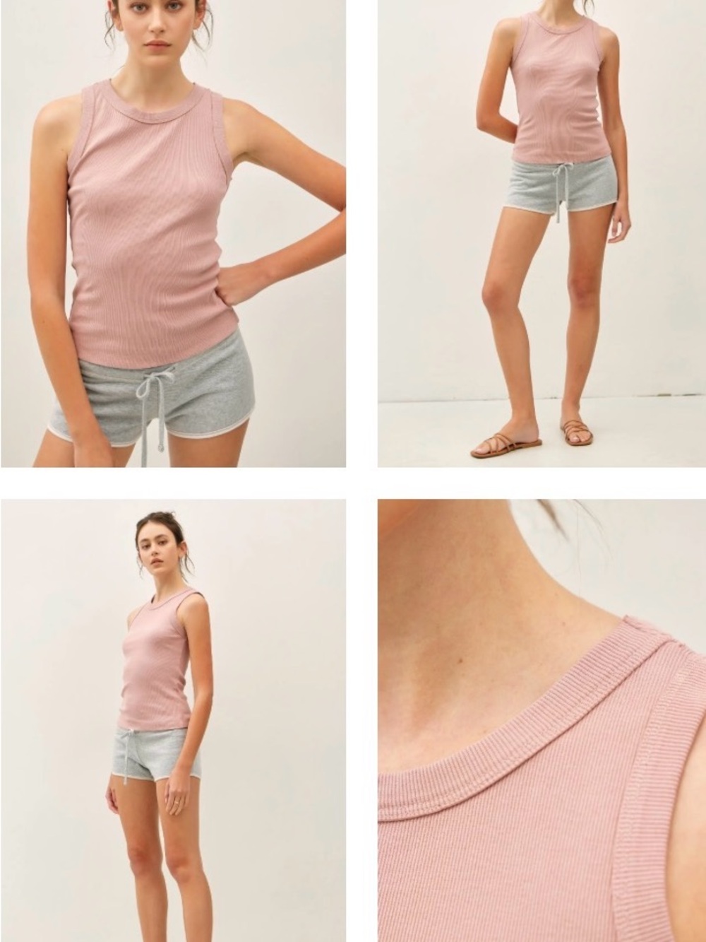 BE COOL Ribbed Tank Top in Blush